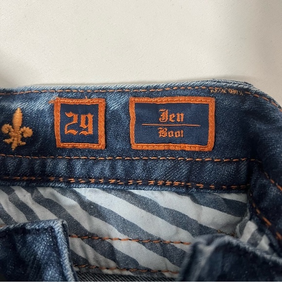 Rock Revival Jen Boot Jeans Sz 29 Faux Leather Embroidered Back Flap Pockets EUC - Picture 10 of 15